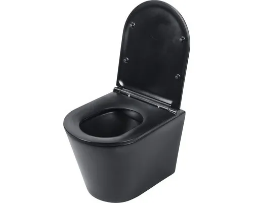 Differnz Wand-WC Set WC Tiefspüler ohne Spülrand schwarz matt mit WC-Sitz 38.500