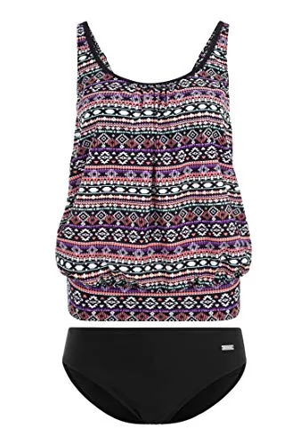 LASCANA Oversize-Tankini im Ethno-Look - Bademode mit integriertem Shaping-Einsatz für optimalen Halt, modischem Ethnomuster und verstellbaren breiten Trägern, ideal für einen stylishen Strandauftritt.