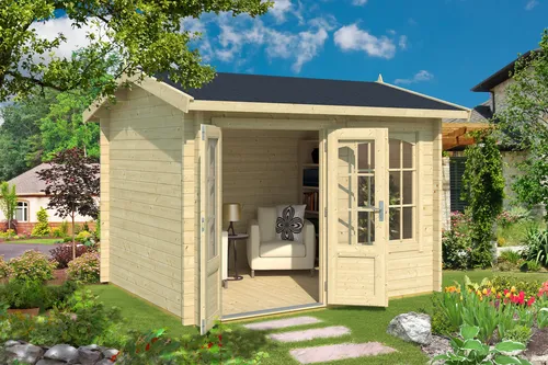 Gartenhaus ALEX 44 mm - Modernes Holzhaus mit Fußboden - Gartenhaus aus hochwertigem Holz, 320 x 270 cm, mit Fußboden und 1 Fenster. Ideal für Gartenliebhaber, die zusätzlichen Stauraum suchen!