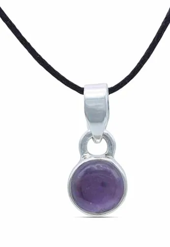 mantraroma Kettenanhänger 925 Silber Amethyst lila Stein Edelstein Damen Sterling Silber Halskette Anhänger Geschenk (MAH-097-01)