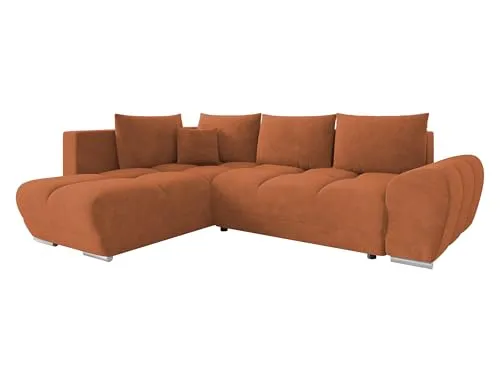 Mirjan24 Ecksofa Fureniz mit Bettkasten, 4 Sitzer L-Form Sofa mit Schlaffunktion, Eckcouch für Wohnzimmer, Couch mit Bettfunktion (Velo 627, Seite: Links)