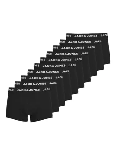JACK & JONES Herren Jacsolid Trunks 10er Pack Boxershorts, Schwarz, XXL EU - Herren-Boxershorts aus Baumwollmischung mit breitem elastischem Bund, ideal für Komfort und Halt den ganzen Tag.