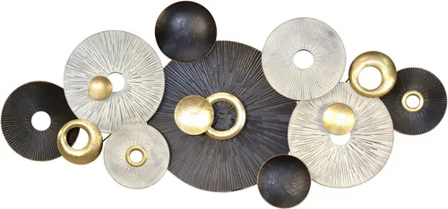 Moderne Wanddekoration Metall Anthrazit Creme Gold 140x67cm - Stylische Wanddekoration für Erwachsene, ideal für jeden Raum. Mit dekorativem Relief-Design in modernen Farben und vielseitig montierbar. Perfekt für ein zeitgemäßes Wohnambiente.