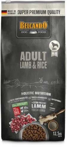 BELCANDO® Trockenfutter Adult, Lamb & Rice für ernährungssensible Hunde - Premium Hundefutter mit 75% tierischem Eiweiß, ideal für sensible Hunde. Enthält frisches Lamm und Chia-Saat zur Förderung der Verdauung.