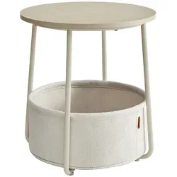 Vasagle Beistelltisch LET223K67, beige, modern, rund - Couchtisch mit stabiler Stahlkonstruktion und Holzplatte, ideal für jedes moderne Wohnzimmer. Hohe Tragkraft von bis zu 35 kg und Bodenausgleichsschrauben für perfekten Stand.