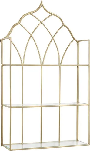 Leonique Deko-Wandregal mit 3 Glasböden - Regale in goldfarbenem Design, ideal für stilvolle Akzente in jedem Raum – perfekt für moderne und romantische Einrichtung.