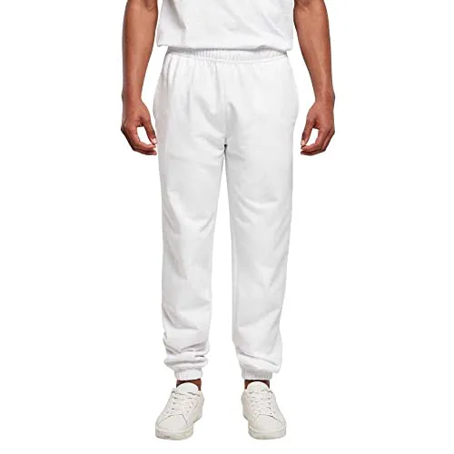 Build Your Brand Herren Basic Sweatpants – Jogginghose mit elastischem Bund und Taschen für Alltag Freizeit Sport und Loungewear,Weiß,XL
