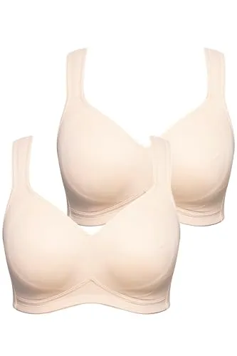 Ulla Popken Damen Mikrofaser-BH 2er-Pack - Funktionsunterwäsche mit vorgeformten Cups und breitem, elastischem Unterbrustband für optimalen Halt – perfekt für den Alltag.
