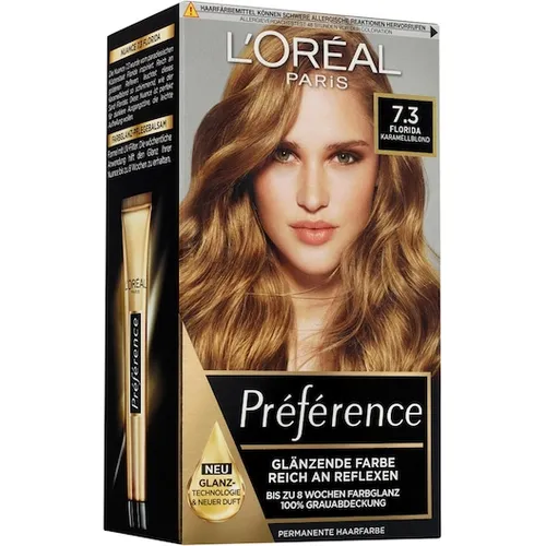 L´Oreal Preference 7.3 Florida Karmellblond - 2er Pack - Haarfarben - 2 Einheiten Karamellblond für strahlende, langanhaltende Farbe und intensive Pflege, ideal für ein glänzendes Haarbild.