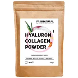 Kollagen Hyaluron Pulver mit Vitamin C - Fairnatural - Kollagen-Präparate mit bioaktivem Collagen aus Weidehaltung, angereichert mit Aloe Vera und Hyaluronsäure für optimale Löslichkeit und hohe Bioverfügbarkeit.