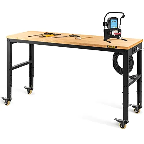 VEVOR Höhenverstellbare Werkbank - 720 kg Kapazität - Werkstatteinrichtung mit höhenverstellbarem Design, ideal für vielseitige Anwendungen. Diese robuste Werkbank aus Kaltgewalztem Stahl bietet eine beeindruckende Gewichtskapazität von 720 kg.