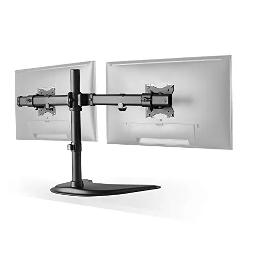 RICOO Monitor Halterung Tisch für 2 Monitore - VESA Tischhalterung für 13-27 Zoll Monitore, drehbar und neigbar für optimale Sicht. Ideal für Home Office und Gaming Station, sorgt für Ordnung auf dem Schreibtisch.