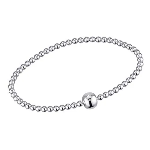 MATERIA Silber Perlen Armband 925 Echtsilber für Frauen und Mädchen - Elegantes Dehnarmband aus 925 Sterling Silber, 17 cm lang. Hochwertige Verarbeitung und eine große Zierkugel machen es zum perfekten Geschenk für Frauen und Mädchen. Lieferung in schöner Geschenk-Box.
