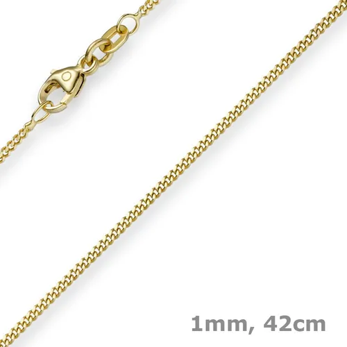 1mm feine Panzerkette 585 Gold Gelbgold 42cm für Damen - Elegante 42 cm lange Panzerkette aus 585er Gelbgold. Ideal für jeden Anlass, zeichnet sich durch ihre feine Verarbeitung und zeitlosen Stil aus. Perfekt als Geschenk oder für den eigenen Schmuckkasten.