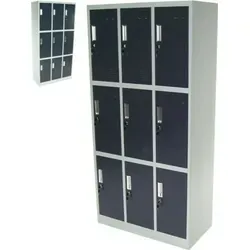 Spind 9-Fächer Neunerspind Garderobenschrank aus Metall - Garderobenschrank mit 9 abschließbaren Fächern, stabiler Stahlkonstruktion und optimaler Luftzirkulation – ideal für Werkstatt, Betrieb oder Umkleideraum.