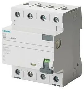 SIEMENS FI Schutzschalter 4polig Typ A 40A 300mA - Zuverlässiger Schutz bei Fehlerströmen, ideal für Verteilereinbau und sicheres Wohnen