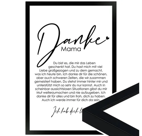 WANDStyle Bild Danke Mama - Geschenkideen für jeden Anlass - Kunstwerk im modernen Stil, ideal als Geschenk zu Weihnachten, Geburtstag oder Muttertag. Hochwertiger, gerahmter Druck in 13x18 cm, Made in Germany mit nachhaltigen Materialien.