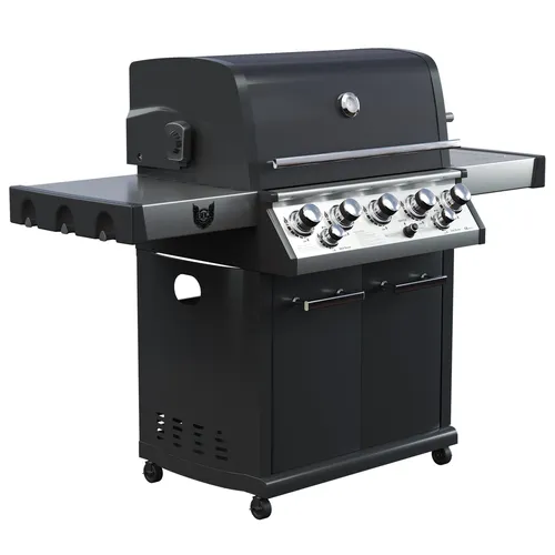 BBQ Chief Gasgrill Helios - 5 Brenner Edelstahl - Grillstation mit 17,5 kW Leistung, inklusive Seitenbrenner und Infrarot Backburner für perfekte Grillresultate im Freien.