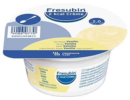 FRESUBIN 2 kcal Crème Vanille 24 x 125 g - Arzneimittel mit hochkalorischer, eiweißreicher Creme ideal für Personen mit Schluckstörungen. Praktische Nahrungsquelle zur schnellen Energiezufuhr, laktosearm und glutenfrei.