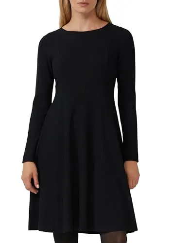 Strickkleid S.OLIVER BLACK LABEL Damen Gr. 44, schwarz - Strickkleid für Damen, regular fit mit Ajour-Detail und elastischem Feinstrick für optimalen Tragekomfort – ideal für jeden Anlass!