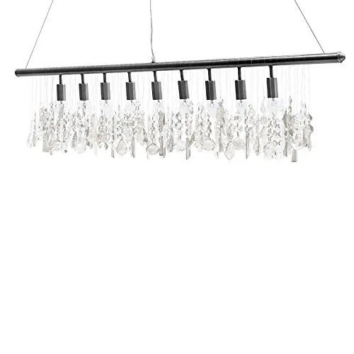 Design Hängelampe DIAMONTS 9-flammig - Elegante Deckenleuchte - Lampen: 9-flammige Hängelampe mit 52 funkelnden Kristall-Prismen aus Acrylglas für beeindruckende Lichteffekte, ideal über großen Esstischen.