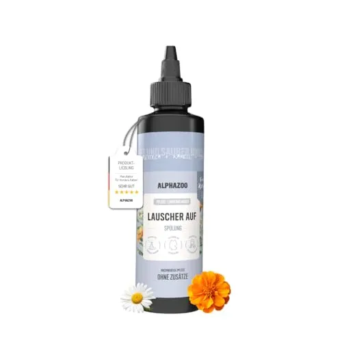 alphazoo Lauscher Auf Ohrenreiniger für Katzen 250ml – mit Kamille & Calendula. Sanfte Pflege zur Reinigung empfindlicher Katzenohren. Hautfreundlich, mild & ideal für die regelmäßige Anwendung