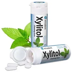 MIRADENT Xylitol Kaugummi Minze 30 St - Zahnpflegekaugummi mit 100 % Xylitol, ideal für die tägliche Mundpflege. Vegan und ohne künstliche Süßstoffe. Perfekt für einen frischen Atem und zur Unterstützung der Zahnhygiene.