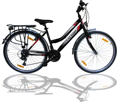 Talson 28 Zoll Damenrad mit Beleuchtung - Cruiser Fahrrad mit 21-Gang Drehgriffschaltung, sportlichem Sattel und sicherer STVZO-Beleuchtung für sicheres Fahren bei Tag und Nacht.