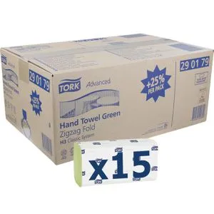 TORK Papierhandtücher H3 Advanced - 2-lagig, 3.750 Tücher, hygienisch und umweltfreundlich mit Zick-Zack-Falzung für schnellen Zugriff