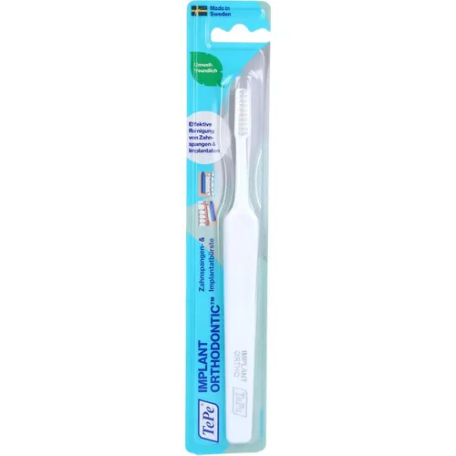 TEPE Implant/Orthodontic Zahnspangenbürste – sanfte Reinigung für Zahnspangen - Spezielle Zahnspangenbürste für eine gründliche und schonende Reinigung. Ideal für die Pflege von Zahnspangen und Implantaten. Für eine einfache Handhabung und optimale Mundhygiene.