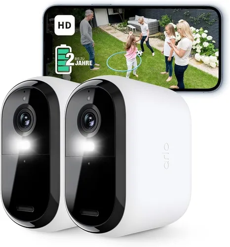 Arlo Essential 2 HD XL Batterie Überwachungskamera - Kabellose Überwachungskamera mit 1080p Video und bis zu 2 Jahren Akkulaufzeit. Ideal für umfassende Sicherheit im Außenbereich.