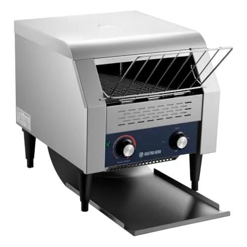 GastroHero Durchlauftoaster 130 - Toaster für Gastronomiebedarf, ideal für Frühstücksbuffets, mit hochwertigem Edelstahl, 130 Toastscheiben pro Stunde und elektronischer Steuerung.