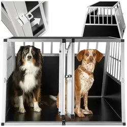 Hundebox Auto Alu XXL Doppel - Tectake - Transportbox für XXL-Hunde (104 x 90,5 x 69 cm), ideal für Reisen mit mehreren Tieren, robust und aus hochwertigem Material gefertigt.