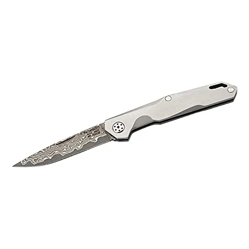 Herbertz Taschenmesser Damaszener Slip Joint - Küchenmesser mit 67-lagiger Damastklinge und AISI 440C Kern, ideal für den täglichen Gebrauch. Schlankes Design mit mattiertem Edelstahlgriff und attraktiver Geschenkbox.