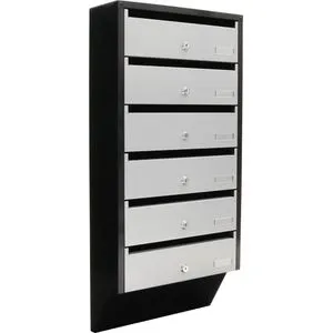 Rottner Briefkasten T06368 Depot 6 - Silber/Schwarz - Briefkästen & Zubehör. Flache Briefkastenanlage für bis zu 6 Personen aus hochwertigem Stahl, inkl. Namensschildhalter und wetterfestem Design.