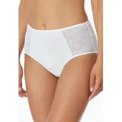 Schiesser Damen Midi Spitze-Air Slip, Weiß - Eleganter Komfort - Funktionsunterwäsche mit modisch hohem Bund und transparenten Spitzen-Einsätzen; aus nachhaltigem Material mit Recyclinganteil für ein gutes Gefühl.