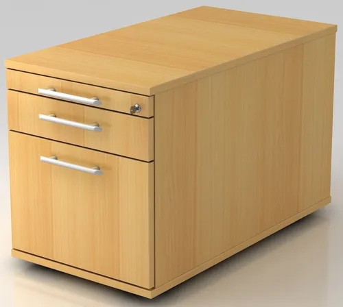 Rollcontainer Buchedekor mit Hängeregistratur - Büroschränke mit 1 Schublade und Vollauszug für optimale Organisation und Platzersparnis im Büro.