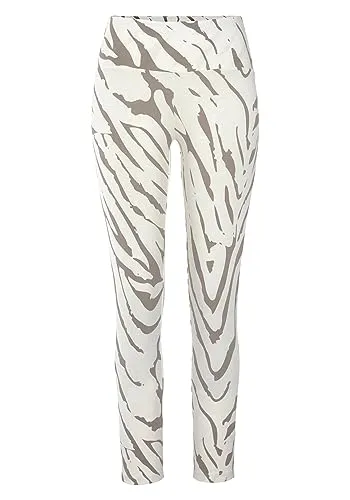 Leggings LASCANA Damen 44/46, Zebramuster, beige - Stoffhosen mit Allover-Zebramuster von Lascana. Breiter Bund für hohen Tragekomfort und figurbetonte Passform. Ideal für Loungewear.