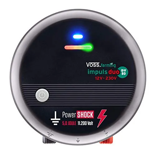VOSS.farming impuls duo DV80 - 12V-230V Weidezaungerät, schlagstarker Allrounder mit 2 Leistungsstufen und PowerSHOCK für Hütesicherheit