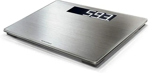 Soehnle Style Sense Safe 300 - Digitale Edelstahl Personenwaage mit extragroßer LCD-Anzeige, 180 kg Tragkraft und Anti-Fingerprint-Beschichtung für einfache Reinigung