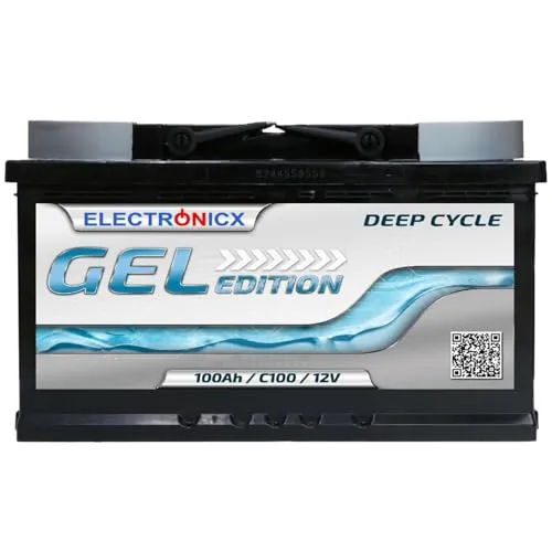 Electronicx GEL Versorgungsbatterie 12V 100Ah – Wartungsfreie Hochleistungs-GEL-Batterie - Zuverlässige GEL-Versorgungsbatterie 12V 100Ah, wartungsfrei und auslaufsicher. Ideal für Wohnmobile, Boote und Solaranlagen. Kompakte Maße (278×175×190 mm) für vielseitige Anwendungen.