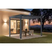 Cazeboo Piana 3x2m - Selbsttragende bioklimatische Pergola aus Aluminium - Pavillons - Robuste, selbsttragende Konstruktion aus grauem Aluminium für optimalen Wetterschutz und ein stilvolles Ambiente im Garten.