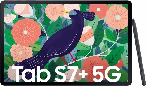 Samsung Galaxy Tab S7+ 5G 128GB Mystic Black - Premium 12,4 Zoll Android Tablet mit 5G und AMOLED Display für brillante Farben. Ideal für Multitasking und Unterhaltung, mit bis zu 14 Stunden Akkulaufzeit.