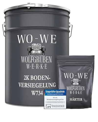 WO-WE 2K Epoxidharz Bodenversiegelung W734 - Hochwertige farblose Epoxidharz-Bodenbeschichtung für Innen und Außen, ideal für Werkstätten und Garagen. Bietet hervorragende chemische Widerstandsfähigkeit und schnelle Aushärtung.