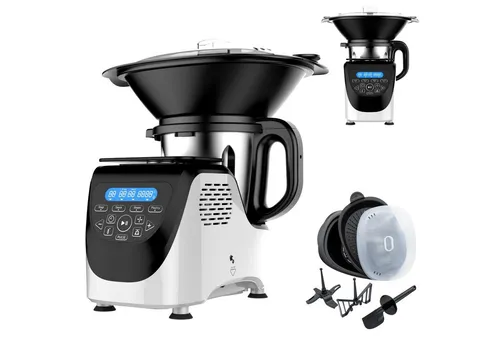 Best Direct Küchenmaschine Chef-O-Matic - 1000 W, 3,00 l Schüssel, mit Dampfgaraufsatz und digitaler Waage, vielseitig und einfach zu bedienen