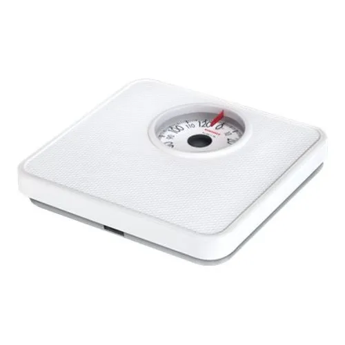 Soehnle Personenwaage Tempo White 91098 - Analoge Personenwaage bis 130 kg mit hochwertigem Stahlgehäuse und rutschhemmender Gummibeschichtung für sicheren Stand.