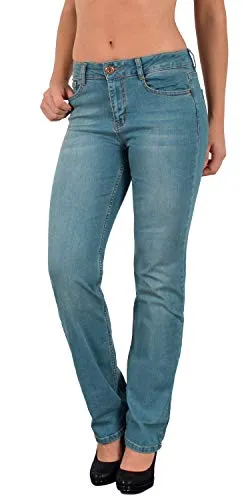 ESRA Damen High Waist Stretch Jeans - Bequeme High Waist Jeans für Damen mit geradem Bein. Diese Stretch-Jeans bietet optimalen Tragekomfort und ist in verschiedenen Größen, auch für Plus Size, erhältlich. Ideal für jeden Anlass, ob casual oder chic.