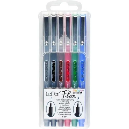 Uchida MARVY Pinselspitzenstifte Le Pen Flex Primary, 6 Farben (6 x) (33311621)