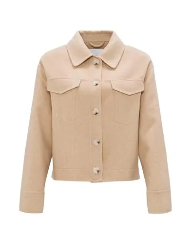 OPUS Damen Jacke HATILLI | Boxy Fit aus Wollmix in Soft Oat, Größe 44 - Funktionsjacken mit lässigem Boxy Fit, aus weichem Wollmix für hohen Tragekomfort und stilvolles Design. Ideal für moderne Frauen, die Casual Chic lieben.