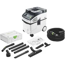 Festool CLEANTEC CT 25 E Absaugmobil 1200 W - Nass-/Trockensauger mit 25 l Behältervolumen und kraftvollem 1200 W Motor, ideal für professionelle Anwendungen und effiziente Reinigung.